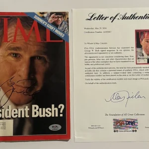 GEORGE W BUSH SIGNED TIME MAGAZINE AUTOGRAPH US PRESIDENT PSA FULL LETTER COA