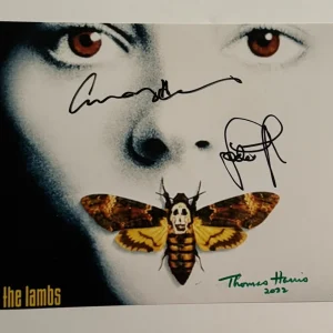 ANTHONY HOPKINS JODIE FOSTER THOMAS HARRIS SIGNED 8x10 PHOTO SILENCE SWAU COA
