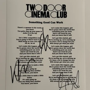 TWO DOOR CINEMA CLUB FULL BAND SIGNED LYRIC SHEET AUTOGRAPHED VERY RARE COA