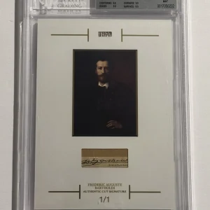 2023 The Bar FREDERIC AUGUSTE BARTHOLDI 5x7 Silver Cut Autograph 1/1 Auto BGS 9