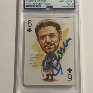 Russel Crowe SIGNED AUTO Caricature Playing Trading Card Gladiator Movie PSA