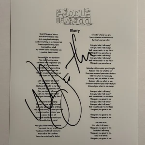 WES SCANTLIN SIGNED LYRIC SHEET AUTOGRAPHED PUDDLE OF MUDD BAND LEAD SINGER COA