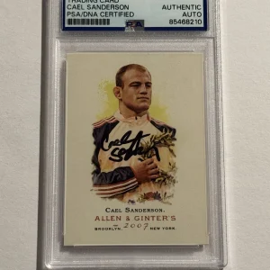 2007 Allen Ginter #23 Cael Sanderson Auto Signed Autograph Wrestling Card PSA