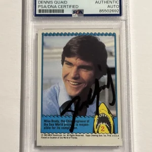 DENNIS QUIAD SIGNED AUTO Jaws 3-D The Movie 1983 Topps #30 Mike Brody PSA