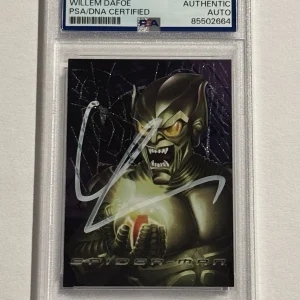WILLEM DAFOE SIGNED AUTO 2002 Topps Spider-Man #F5 Green Goblin WebTech Foil PSA