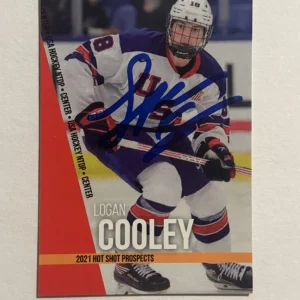LOGAN COOLEY SIGNED HOCKEY NHL PROSPECT ROOKIE RC CARD AUTO UTAH STAR COA