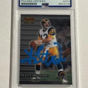 Kurt Warner Signed 1999 Bowman's Best #110 RC Rookie Blue Ink AUTO PSA/DNA