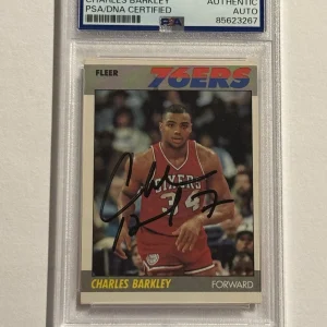 CHARLES BARKLEY SIGNED AUTO 1987 FLEER #9 2nd YEAR ROOKIE RC 76ers HOF PSA