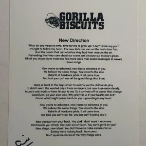 ANTHONY CIVARELLI SIGNED LYRIC SHEET AUTOGRAPHED GORILLA BISCUITS SINGER COA