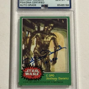 ANTHONY DANIELS 1977 TOPPS Star Wars Signed Auto C3-P0 Card #256 GEM MINT 10 PSA