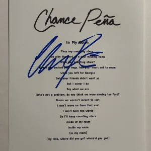 CHANCE PENA HAND SIGNED LYRIC SHEET AUTOGRAPHED INDIE POP SINGER RARE COA