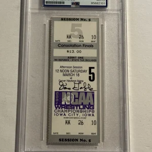 DAN GABLE SIGNED Vintage 1995 Iowa Hawkeyes Wrestling NCAA CHAMPS Ticket PSA