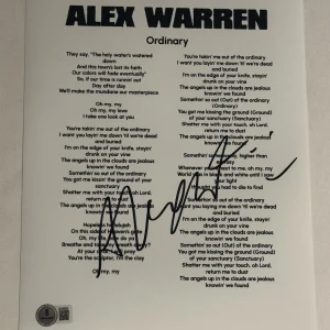 ALEX WARREN HAND SIGNED LYRIC SHEET AUTOGRAPHED ORDINARY POP SINGER COA