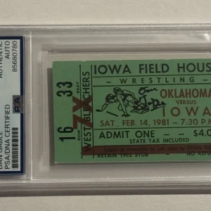 DAN GABLE SIGNED Vintage 1981 Iowa Hawkeyes Wrestling NCAA CHAMPS Ticket PSA