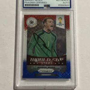 MANUEL NEUER SIGNED AUTO RC 2014 Panini Prizm FIFA World Cup Plaid #83 RWB PSA
