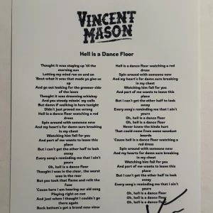 VINCENT MASON HAND SIGNED LYRIC SHEET AUTOGRAPHED HOT SINGER RARE COA