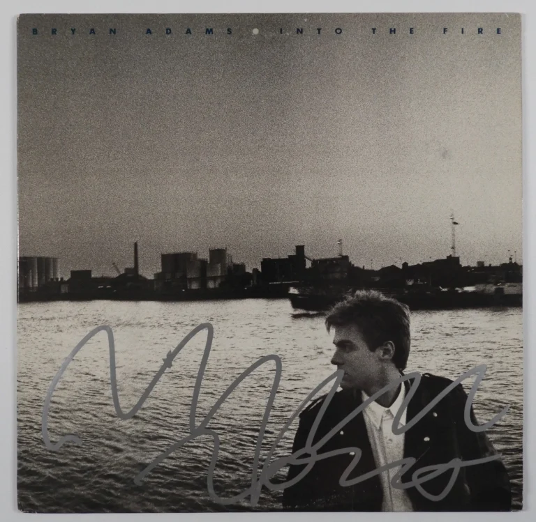 Bryan Adams JSA Signed Autograph Album Vinyl Record Into The Fire