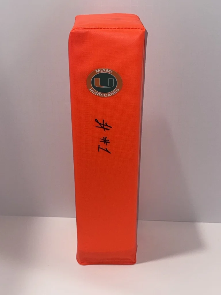 JOSHISA JOJO TRADER SIGNED TOUCHDOWN PYLON MIAMI HURRICANES FOOTBALL PROOF