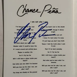 CHANCE PENA HAND SIGNED LYRIC SHEET AUTOGRAPHED INDIE POP SINGER RARE COA