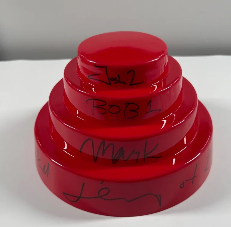 Devo ACOA Signed Autograph Red Energy Dome Hat