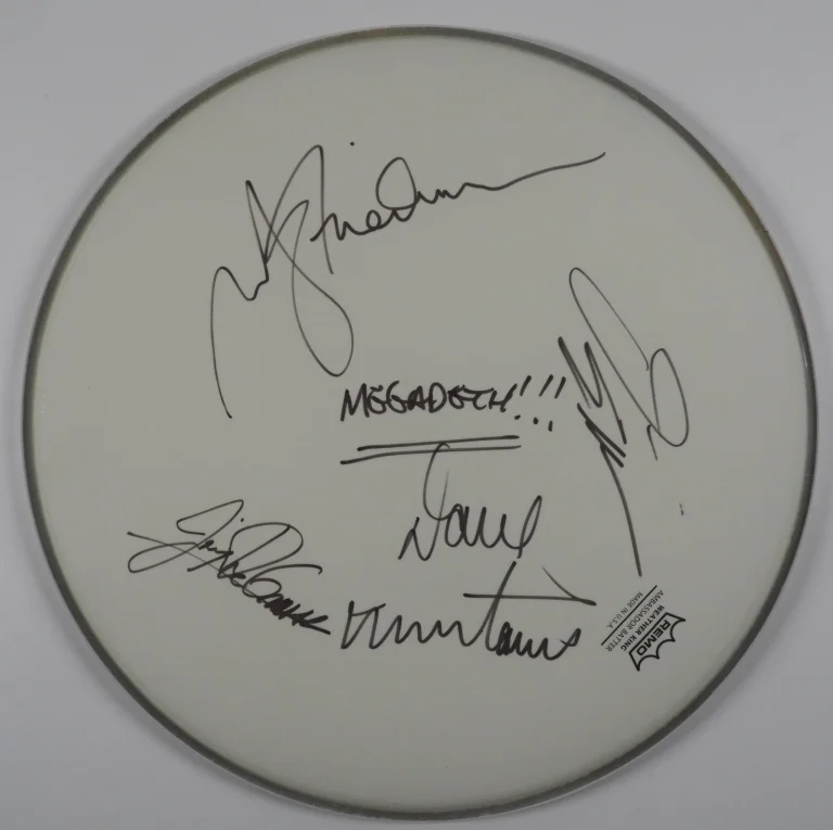 Megadeth ACOA Signed Autograph Drum Head Dave Mustaine