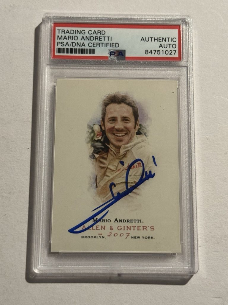 Mario Andretti Signed Autographed 2007 Allen & Ginter Card Indy Car PSA/DNA RARE