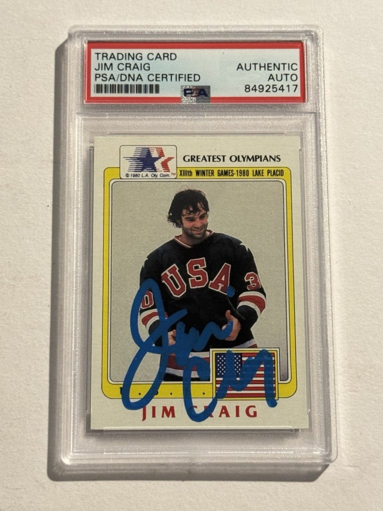 JIM CRAIG AUTOGRAPHED 1983 TOPPS GREATEST OLYMPIANS HOCKEY CARD AUTO SIGNED PSA