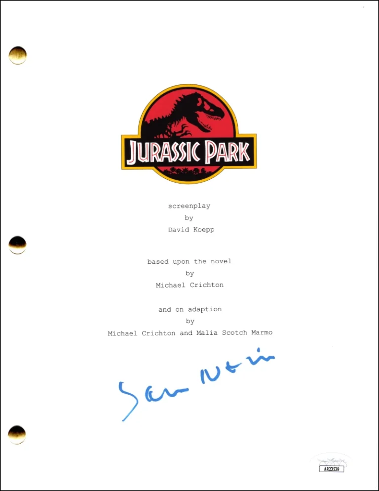 Sam Neill Signed Autograph Jurassic Park Full Movie Script Screenplay w/ JSA COA