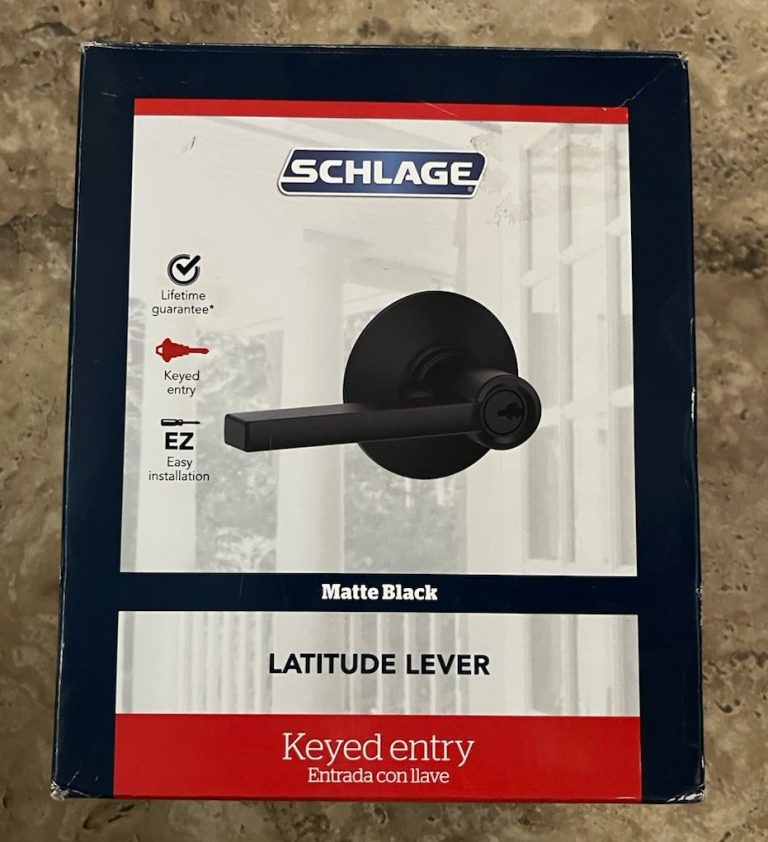 Schlage Latitude Matte Black Keyed Entry Door Handle New Opened Box Unused B6