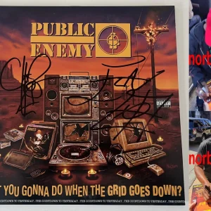 PUBLIC ENEMY FLAVOR FLAV & CHUCK D SIGNED VINYL ALBUM w/EXACT PROOF BECKETT COA