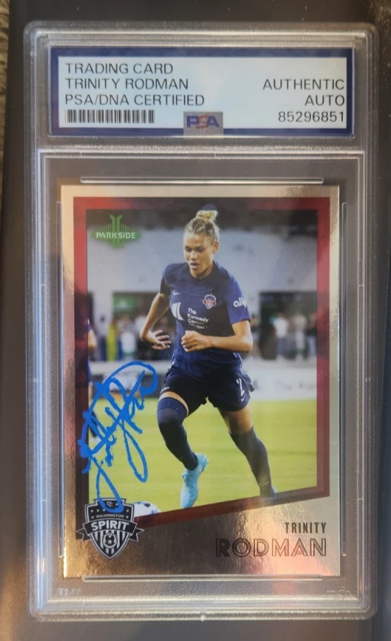 Trinity Rodman Signed 2023 Parkside NWSL Card w/ PSA/DNA COA Slab Chrome