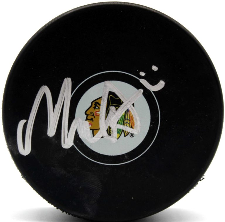 Mason West Signed Chicago Blackhawks Hockey Puck w/Beckett BAS COA BT78256