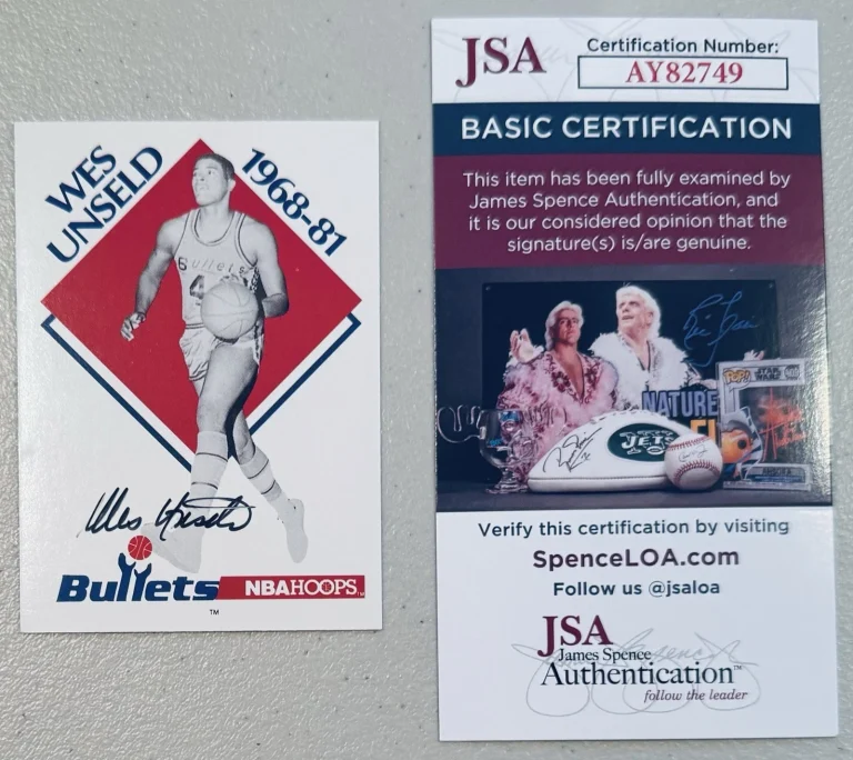 WES UNSELD SIGNED AUTOGRAPHED 1990-91 HOOPS CARD #344 JSA CERT COLLECTIBLE MEMORABILIA