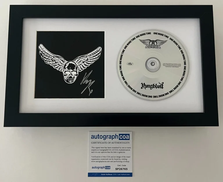 YUNGBLUD SIGNED ONE MORE TIME FRAMED & MATTED CD & AUTOGRAPH COA ACOA AEROSMITH COLLECTIBLE MEMORABILIA