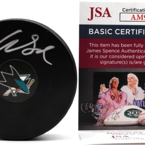 Will Smith Signed San Jose Sharks Hockey Logo Puck w/JSA COA AM91474