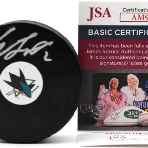 Will Smith Signed San Jose Sharks Hockey Logo Puck w/JSA COA AM91470