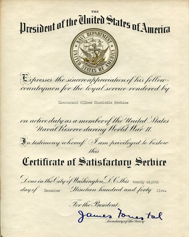 James Forrestal Secretary of Defense Navy Signed Autograph Discharge Document