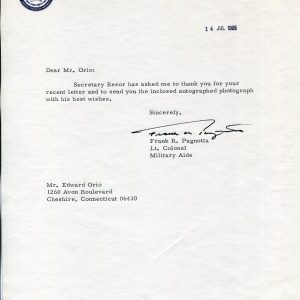 Colonel Frank R. Pagnotta WWII 12th Armored DV White House Aide Signed Autograph