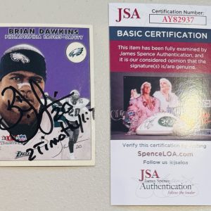 Brian Dawkins Signed Autographed 2000 Fleer Tradition Card #7 JSA Cert