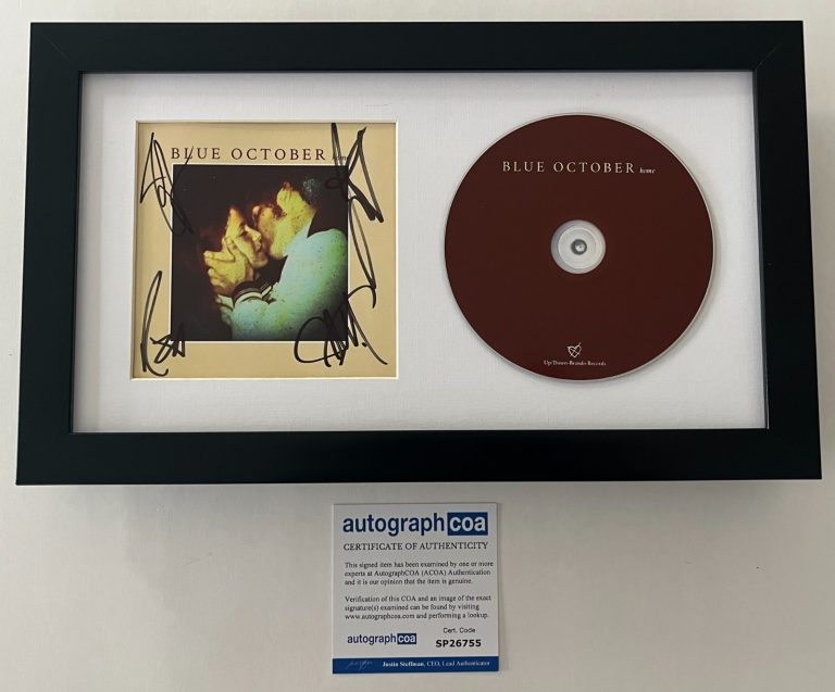 BLUE OCTOBER SIGNED HOME FRAMED CD & AUTOGRAPH COA ACOA JUSTIN FURSTENFELD +3