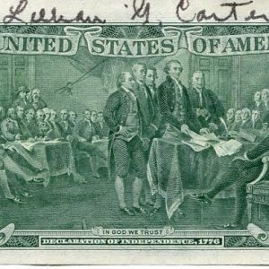 Lillian Carter Mother Of President Jimmy Signed Twice Autograph $2 Bill