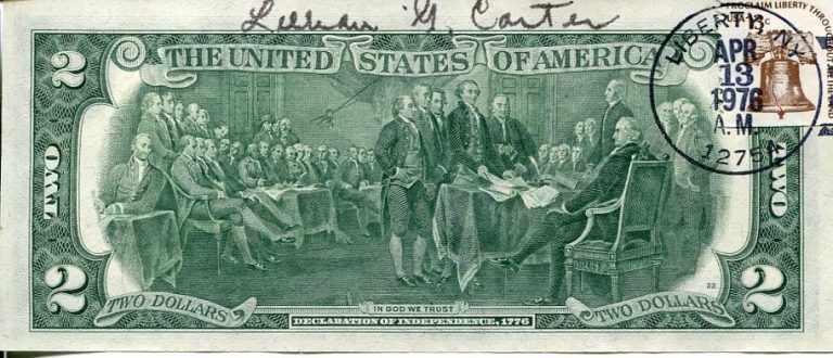 Lillian Carter Mother Of President Jimmy Signed Twice Autograph $2 Bill