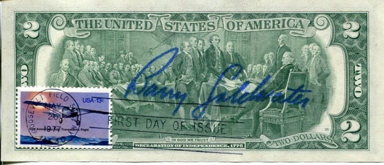 Barry Goldwater US Senator Arizona WWII General Signed Autograph $2 Bill