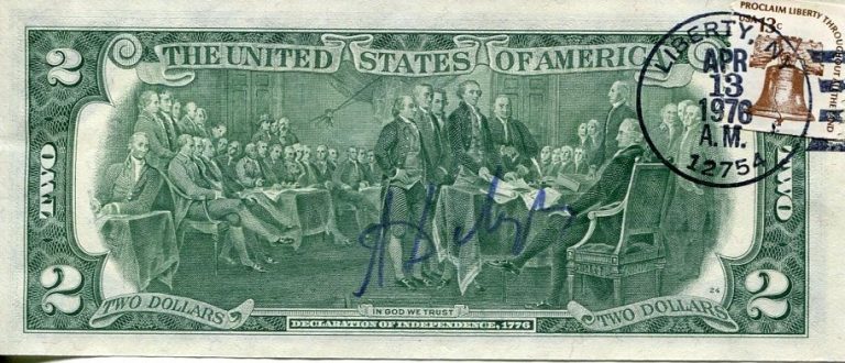 ANATOLY DOBRYNIN SOVIET RUSSIAN AMBASSADOR TO THE US SIGNED AUTOGRAPH $2 BILL COLLECTIBLE MEMORABILIA
