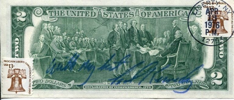 Ted Kennedy Senator Massachusetts Brother JFK Rare Signed Autograph $2 Bill
