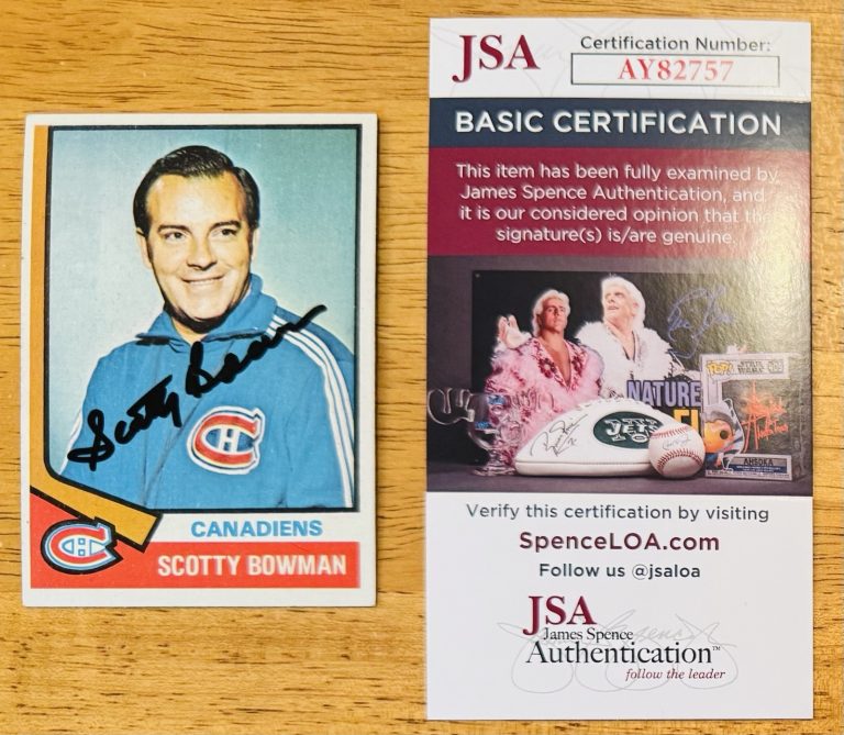Scotty Bowman Signed Autographed 1974-75 Topps Rookie Card #261 JSA Cert NHL HOF