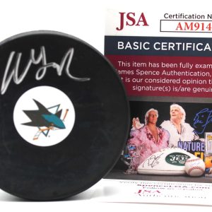 Will Smith Signed San Jose Sharks Hockey Logo Puck w/JSA COA AM91477