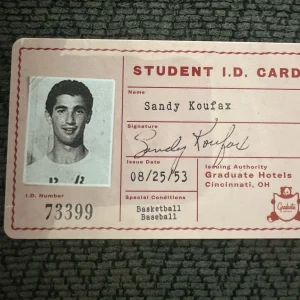 The Graduate Hotel Cincinnati Ohio Key Card Sandy Koufax Student ID Bearcats
