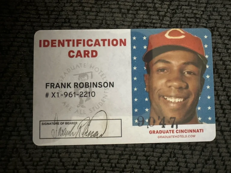 The Graduate Hotel Card Frank Robinson Student ID Xavier University Reds