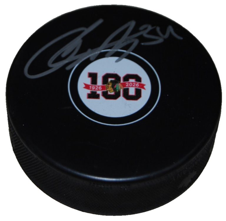COLTON DACH signed (CHICAGO BLACKHAWKS) 100th Anniversary puck BECKETT BV10213